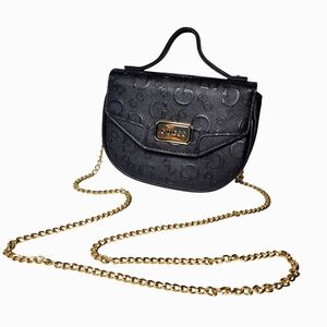Guess Nora black mini crossbody with goldtone chain strap